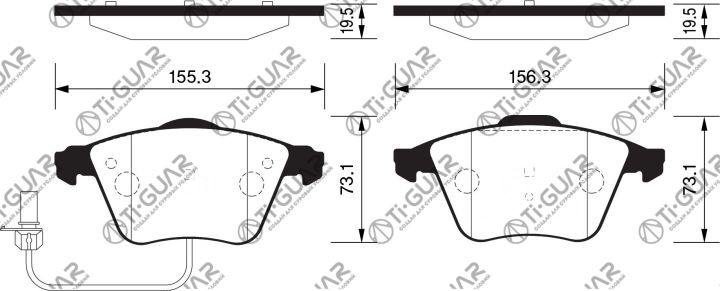 Тормозные колодки TG-1659/PN0352W* Ti·GUAR