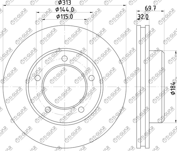 Диск тормозной левый TG-BDP0010/43512-60171 *Ti•GUAR (перфорированный)